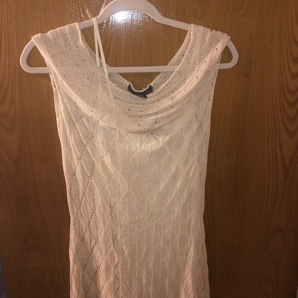 Sz S Ralph Lauren Blue Label Italian Yarn Knit Pointelle Dress Gold Meta… - Picture 5 of 16